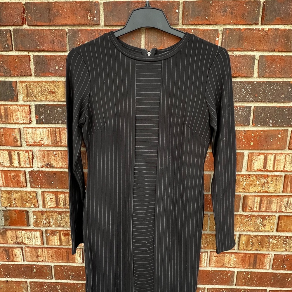 Elegant Black Pinstripe Dress